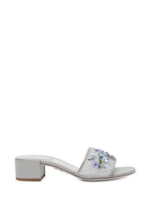 René Caovilla 40mm floral-appliqué sandals - Silver
