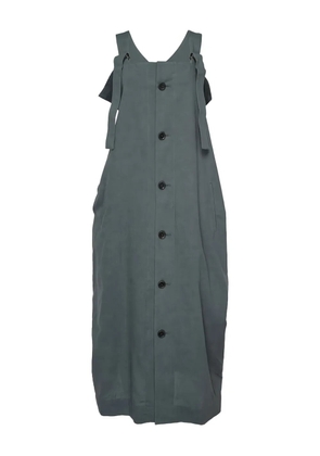 Yohji Yamamoto button-fastening tie-detail dress - Green