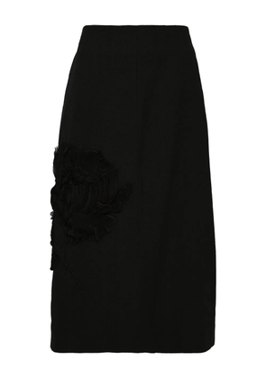Jil Sander rose-applique midi skirt - Black