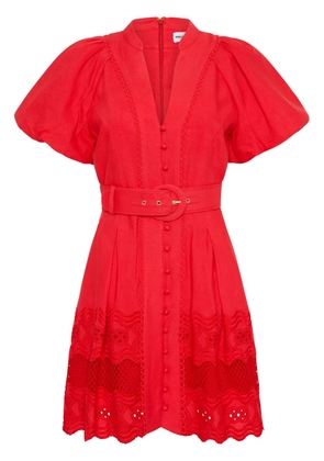 Rebecca Vallance belted lace-embroidery minidress - Red