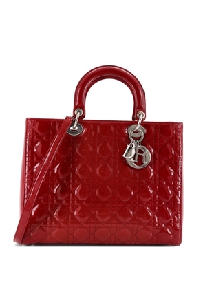 Christian Dior Pre-Owned Lady Dior Bag Cannage Quilt Patent Large satchel - Red