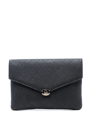 CHANEL Pre-Owned 2018 Paris Cuba Quilted Caviar Thread Around Envelope clutch bag - Black