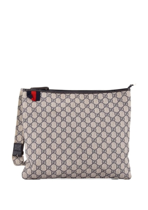 Gucci Pre-Owned Web Loop Flat Messenger GG Coated Canvas Large crossbody bag - Blue