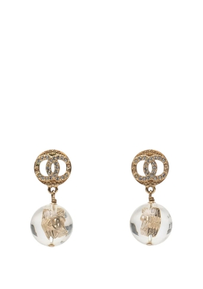 CHANEL Pre-Owned 2010 CC Gold Plated Rhinestones and Resin Star Ball Swing Push Back Earrings costume earrings