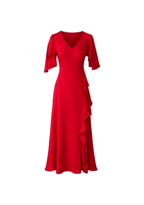 SILK95FIVE Arizona ruffled V-neck midi dress - Red