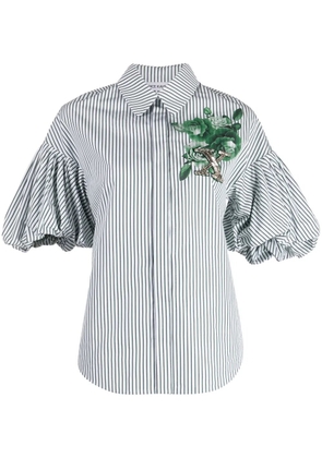 Dice Kayek x onefifteen floral-print puff-sleeve shirt - Green