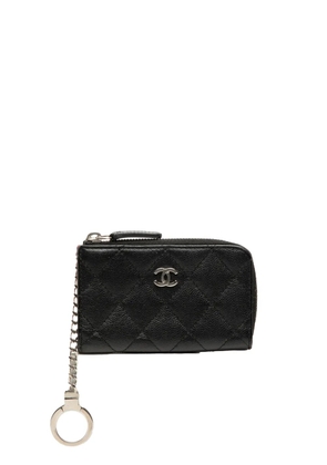 CHANEL Pre-Owned 2018 Quilted Caviar Zipped Key Holder Case coin pouch - Black