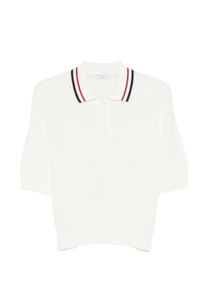 Brunello Cucinelli striped-collar polo top - White
