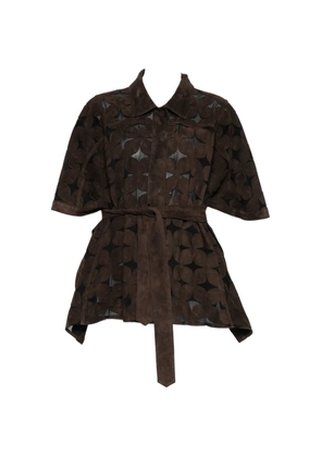 Sword belted suede jacket - Brown