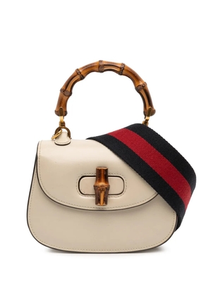 Gucci Pre-Owned 2016-2026 Mini Calfskin 1947 Bamboo Top Handle Bag satchel - White
