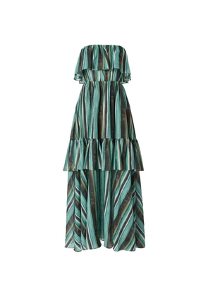 PINKO ruffled striped dress - Green