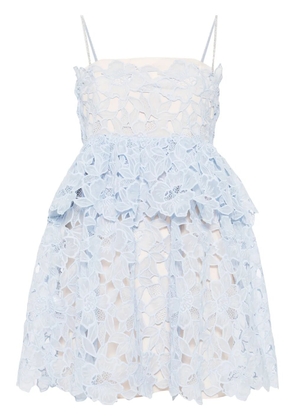Self-Portrait corded-lace sheer mini dress - Blue