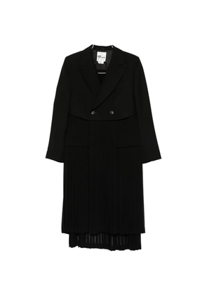 Noir Kei Ninomiya pleated blazer-style double-breasted coat - Black