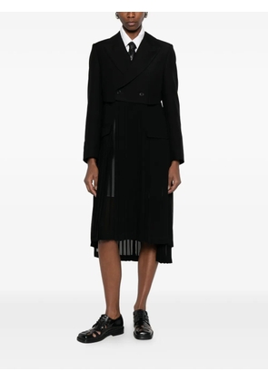 Noir Kei Ninomiya pleated blazer-style double-breasted coat - Black