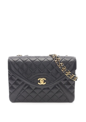 CHANEL Pre-Owned 1991-1994 CC Quilted Lambskin Curved Flap shoulder bag - Black