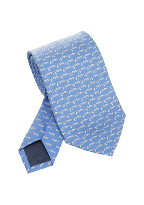Ferragamo racing print silk tie - Blue