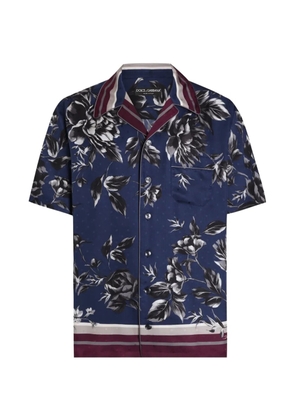 Dolce & Gabbana peony-print Hawaii twill shirt - Blue