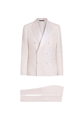 Dolce & Gabbana double-breasted suit in linen canvas - Neutrals