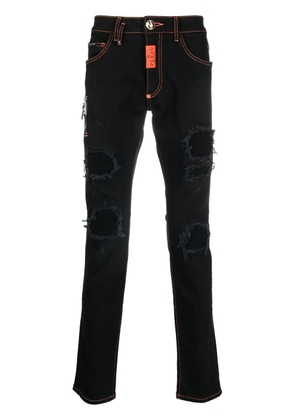 Philipp Plein ripped slim-cut jeans - Black