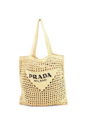 Prada Pre-Owned Triangle Logo Open Raffia tote bag - Neutrals