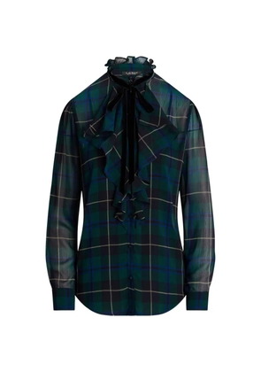 Lauren Ralph Lauren ruffled-neck plaid shirt - Green
