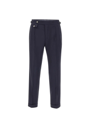 Barba pleat buckle virgin wool trousers - Blue