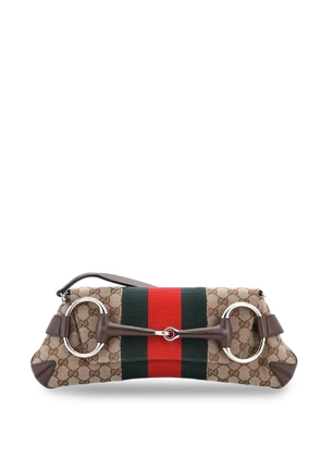 Gucci Pre-Owned Horsebit NM Web Chain Clutch GG Canvas Medium shoulder bag - Brown