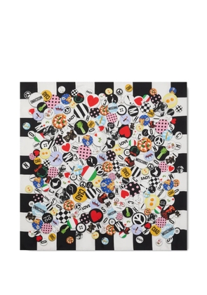 Moschino checkerboard-print silk scarf - Black