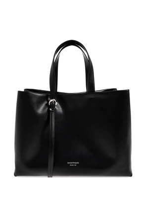 Emporio Armani buckle bovine leather tote bag - Black