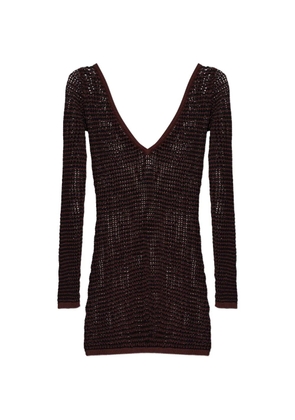 Bond-eye long-sleeve V-neck dress - Brown