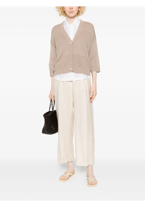 Peserico V-neck ribbed cardigan - Neutrals