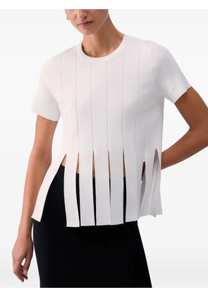 LIU JO fringing round-neck sweater - White