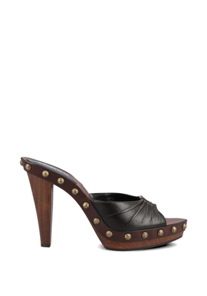 Saint Laurent Babylone studded leather sandals - Brown