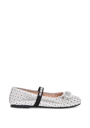 Love Moschino heart cut-out bow ballet flats - Silver