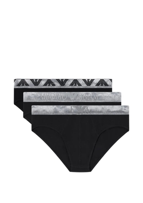 Emporio Armani embroidered-logo briefs (set of three) - Black
