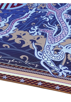 Shanghai Tang flying dragon silk foulard - Blue