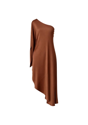 SILK95FIVE one-shoulder asymmetric dress - Brown