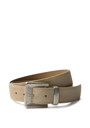 Prada engraved-buckle suede belt - Neutrals
