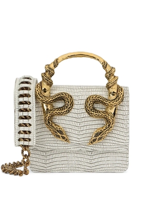 Roberto Cavalli snake-handle tote bag - White