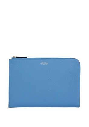 Smythson Slim leather pouch - Blue
