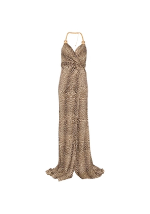 Roberto Cavalli chain-strap leopard-print maxi dress - Neutrals