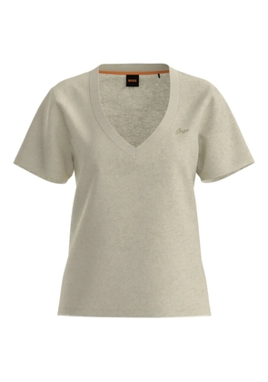 BOSS V-neck linen T-shirt - Neutrals