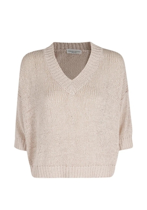Roberto Collina V-neck short-sleeve sweater - Neutrals