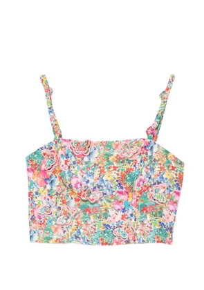 FARM Rio butterfly-appliquéd crop top - Green