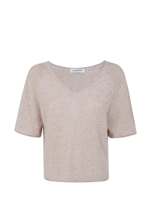 Gentry Portofino sequin-embellished knitted top - Neutrals