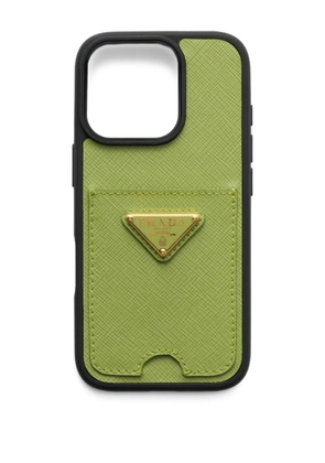 Prada Saffiano leather iPhone 16 Pro case - Green