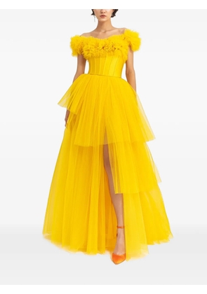 Gemy Maalouf pleated layered maxi dress - Yellow