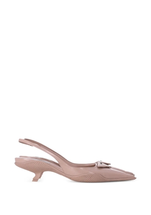 Prada Pre-Owned triangle-logo slingback pumps - Neutrals