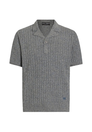 Dolce & Gabbana ribbed cotton and linen polo shirt - Grey