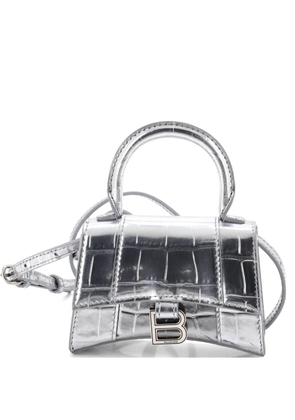 Balenciaga Pre-Owned Hourglass Top Handle Bag Crocodile Embossed Leather Mini crossbody bag - Silver
